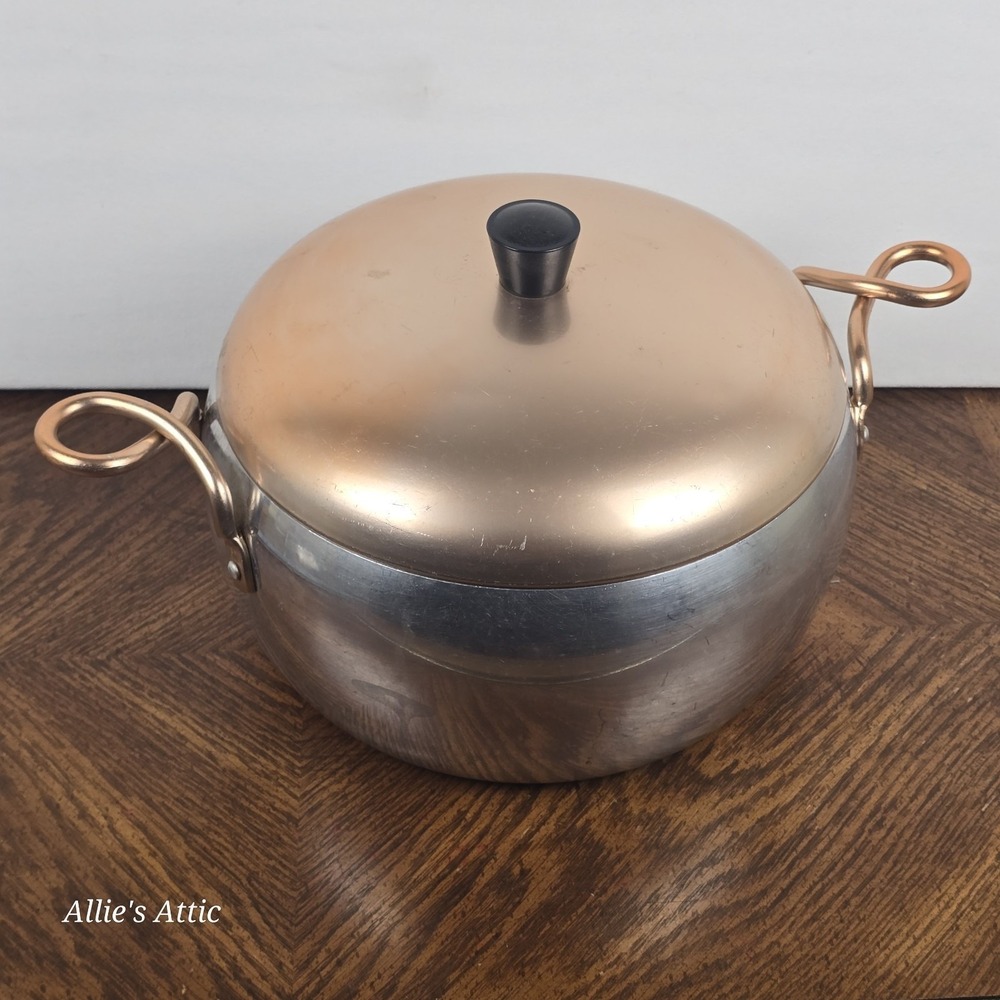 Wear-Ever Hallite Stockpot Aluminum Cooper 5.5 Qt Handles Lid Sauce Pan #2106 - Picture 1 of 12